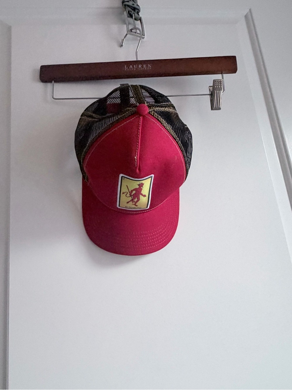 Larry Mahan El Diablito El Loteria Red and Black Mesh Trucker Cap - Picture 1 of 3